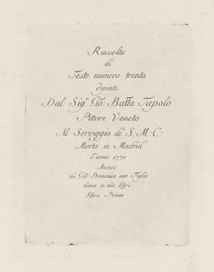 Title Page, from the Collection of Heads by Giovanni Domenico Tiepolo