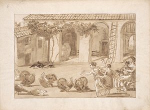 Turkeys in a Venetian Farmyard, the Third Drawing in Tiepolo