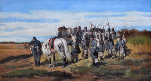 A military reconnaissance, scouting by Giovanni Fattori