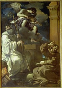 St. Francis (1182-1226) in Ecstasy and St. Benedict (480-527) with an Angel Musician, 1620