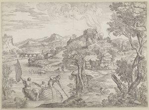Landscape with Lute Player by Giovanni Francesco Grimaldi
