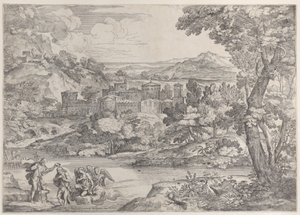 The Baptism of Christ at lower left, within a landscape