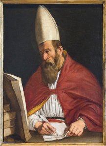 Canonised bishop, possibly St Augustine