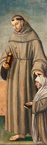 St. Francis and Commissioner, hinge of Triptych depicting Nativity with Saints Francis and Bartholomew with two donors by Giovanni Girolamo Savoldo