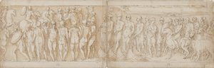Barbarians hail the emperor (CXIV); Germans and Sarmatians are brought across the Danube by ship (interpreted differently by Guerra; CXV)