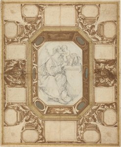 Ceiling with Allegorical Figures and the Arms of Pope Sixtus V; Saint Joseph and the Christ Child by Giovanni Guerra and Domenico Maria Viani