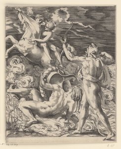 Hercules Kills the Centaur Nessus (Scenes with Hercules) by Giovanni Jacopo Caraglio