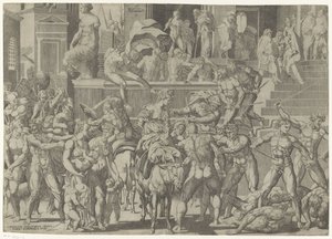 Battle Between the Romans and the Sabines Raptus Sabinaro (title on object) by Giovanni Jacopo Caraglio