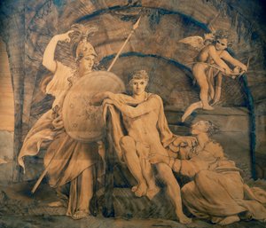 Hercules at crossroads between Vanity and Fame