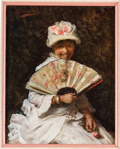 Lady with Fan by Giovanni Muzzioli