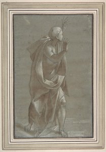Standing Male Draped Figure with His Hands Raised, 1565-71 by Giovanni Paolo Lomazzo