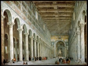 Interior of the Basilica of St Paul Outside the Walls in Rome by Giovanni Paolo Pannini