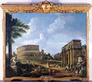 Colosseum and Arch of Constantine, by Giovanni Paolo Pannini by Giovanni Paolo Pannini
