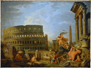 The Colosseum and the Arch of Constantine with the Allegory of the Decline of the Roman Empire