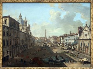 Piazza Navona in Rome with the Fountain of Neptune by Giovanni Paolo Pannini