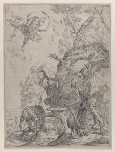 The Forge of Vulcan with Smiths Striking an Anvil with Hammers, 1640-59 by Giovanni Pietro Possenti