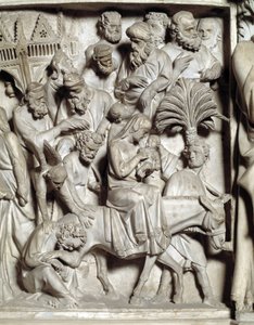 Detail of the Reliefs of the Chair by Giovanni Pisano: Flight into Egypt (detail) by Giovanni Pisano