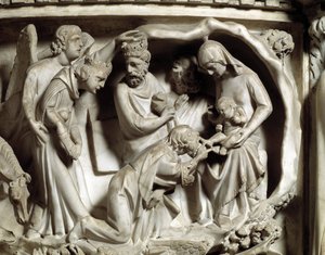 Detail of the Reliefs of the Chair by Giovanni Pisano: The Adoration of the Magi (detail) by Giovanni Pisano