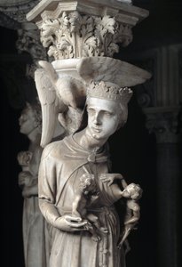 Detail of the Sculpted Groups Supporting the Chair: The Church Nourishing Its Children by Giovanni Pisano