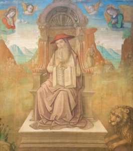 Saint Jerome Enthroned by Giovanni Santi or Sanzio