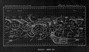 Map of the Planet Mars by Giovanni Virginio Schiaparelli, 1883-1884