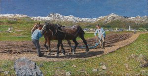 Plowing by Giovanni Segantini