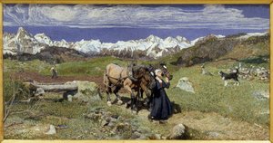 The Alps mountains in spring by Giovanni Segantini