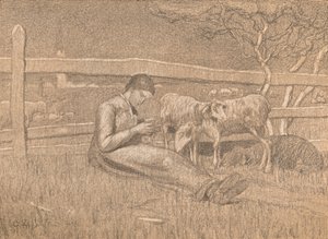 The Shepherdess, c1888 by Giovanni Segantini