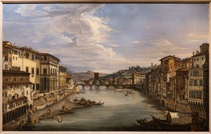 View of the Arno from Ponte Vecchio toward the Alle Grazie Bridge by Giovanni Signorini