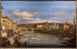 View of the Arno from the Alla Carraia Bridge by Giovanni Signorini