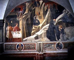 St. Benedict Receiving Bread and a Cloak from the Hermit Romano (detail)