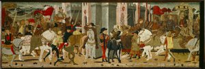 Panel of Cassone: Triumphal Entry of Romulus and Tatius into Rome by Giovanni di Ser Giovanni