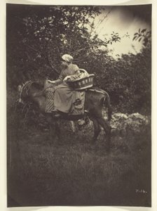 Female Peasant Riding Donkey by Giraudon