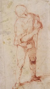 A Standing Man Holding a Staff by Girolamo Romanino