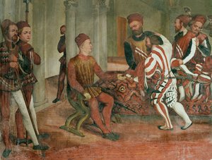 Merchants Present Bartolomeo Colleoni with Clothes and Carpets