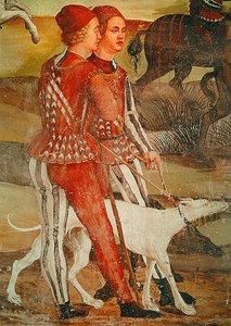 Two Pages and Their Dog, Detail of a Hunting Scene