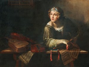 Allegorical Representation with Musical Instruments and Notes
