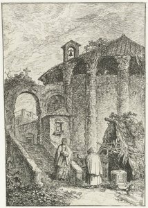 View of Houses and Ancient Ruins at the Edge of the City Italian Landscapes (series title)