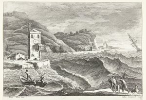 Coastal Landscape with Storm at Sea and Beacon Italian Landscapes (series title)