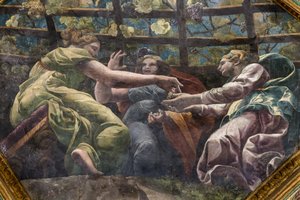 Young women and grapes, Chamber of Cupid and Psyche (detail) by Giulio (and workshop) Romano