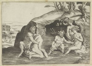 Three Nymphs and Two Satyrs Bathing