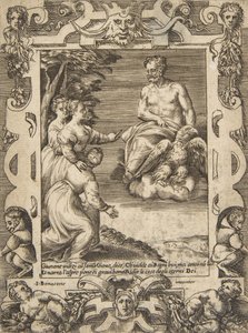 Juno at Left Asks Jupiter to Help the Greeks by Giulio Bonasone