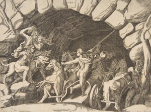 Pluto riding a chariot descending into Hell, from the 