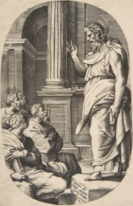Saint Paul Preaching, an oval composition, 1547 by Giulio Bonasone