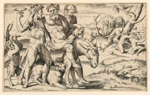 Silenus Riding on an Ass by Giulio Bonasone