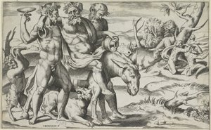 Silenus Riding on a Donkey by Giulio Bonasone