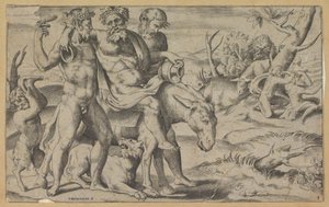 Silenus Riding a Donkey by Giulio Bonasone