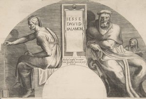 The Ancestors of Christ Flanking an Inscribed Tablet by Giulio Bonasone