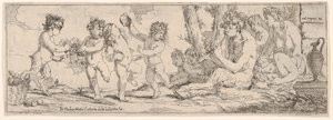 Bacchanal with satyr playing a lute and surrounded by four figures, 1640-60 by Giulio Carpioni