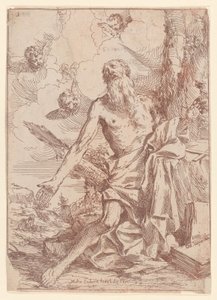 Saint Jerome Kneeling Beside a Tree with His Arms Outstretched